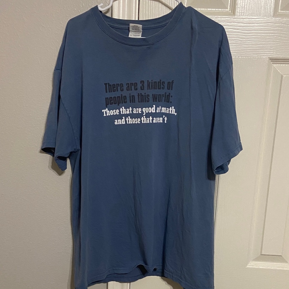 Blue Graphic Tee with Math Joke